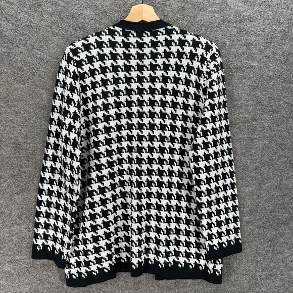 Sag Harbor Top Women L Large Black Geometric Long Sleeve Cotton Round Neck - Picture 2 of 6